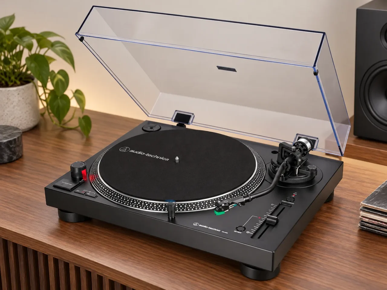 Tocadiscos Audio-Technica AT-LP120XUSB negro.