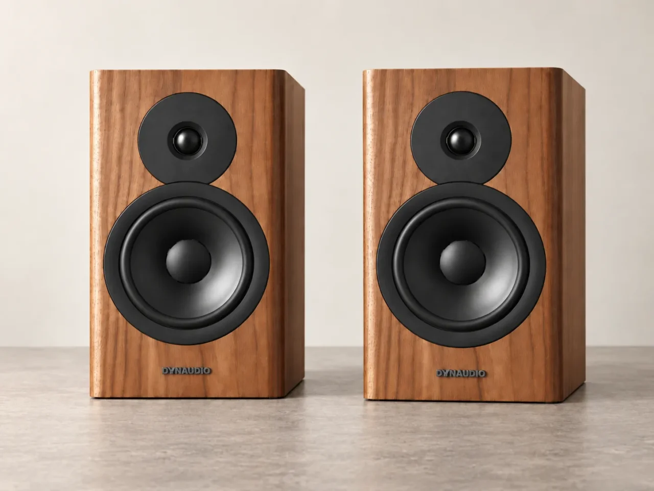 Altavoces Dynaudio Evoke 20 en acabado nogal.
