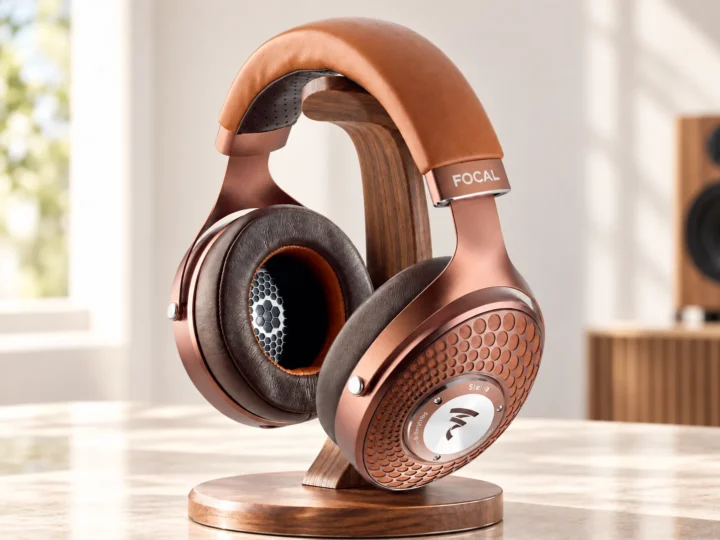 Auriculares Focal Stellia en acabado cognac.