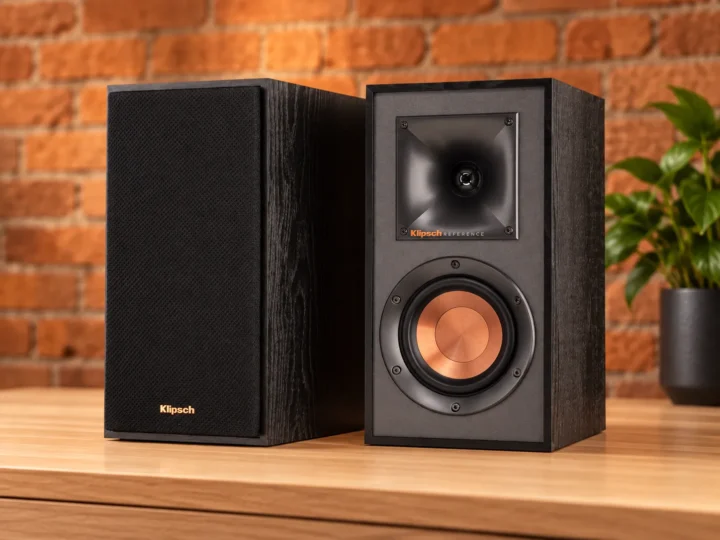 Altavoces activos Klipsch R-41PM negros.