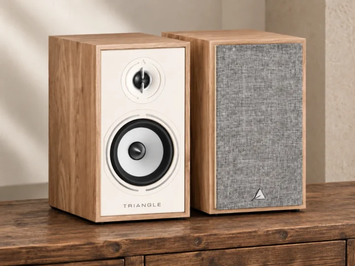 Altavoces Triangle Borea BR02 en acabado madera clara.